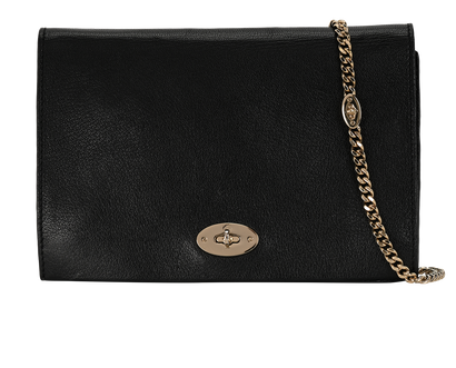 Bayswater Clutch Wallet On Chain, &pound;450, Handbags, Black, Leather, Front view